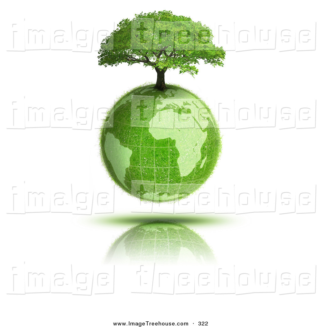 Clipart Of A Leafy Tree Growing On Top Of The Grassy Earth Earth Over