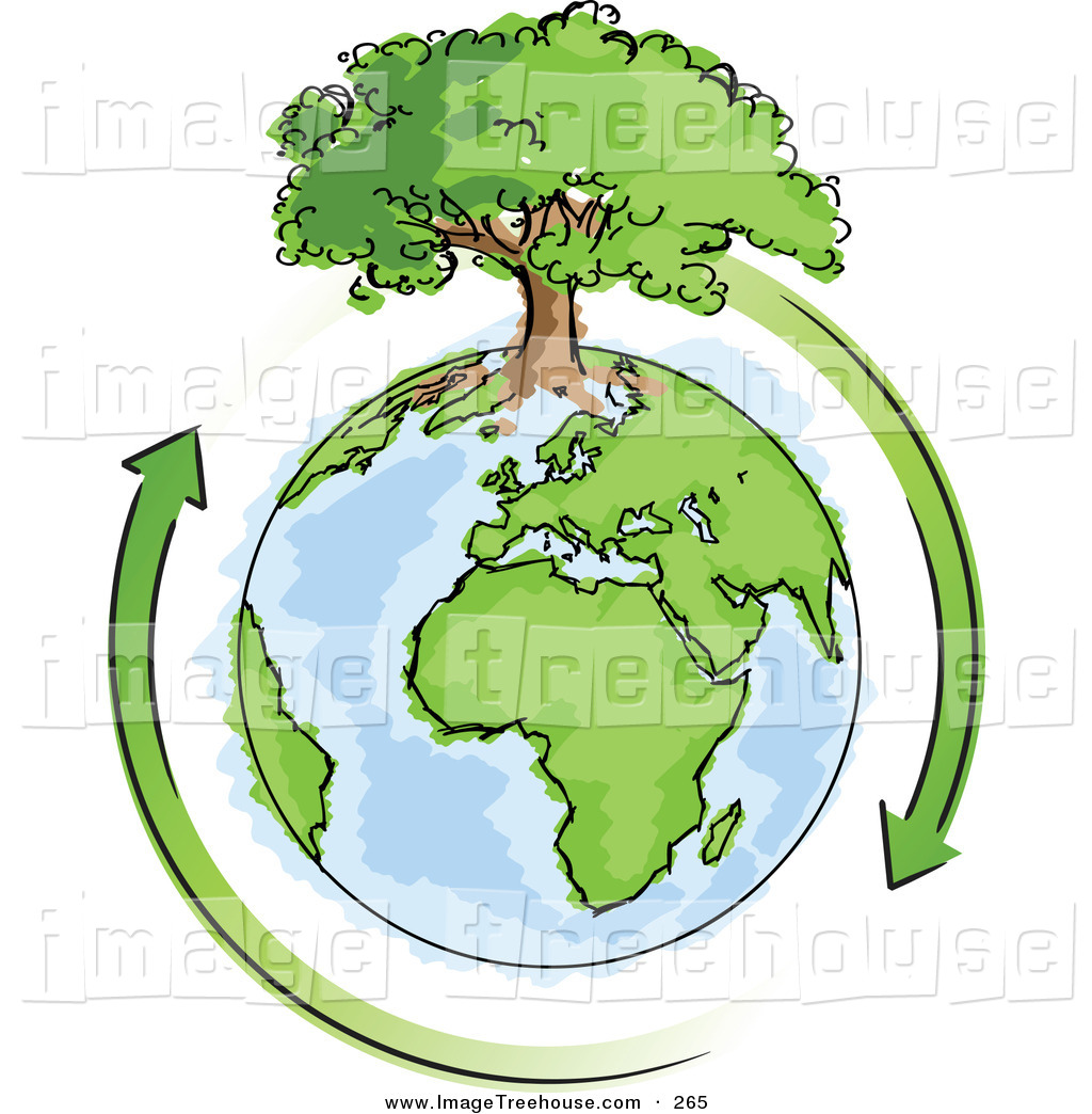 Clipart Of A   Royalty Freelarge Tree Growing On Top Of The Earth With