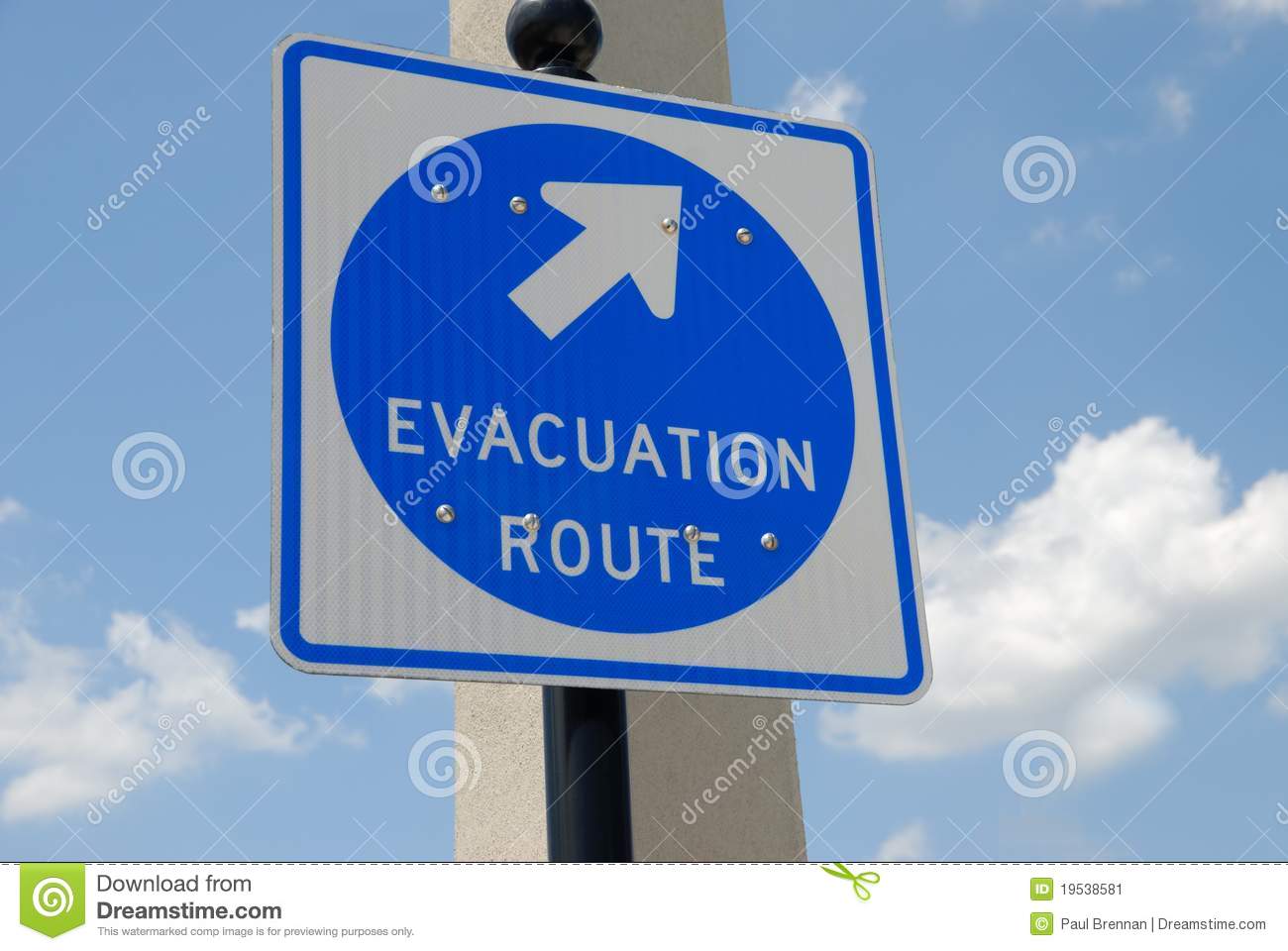 Evacuation Route Sigh Stock Image   Image  19538581