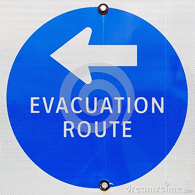 Evacuation Route Sign Showing The Way Out Of The Town Of Chesapeake