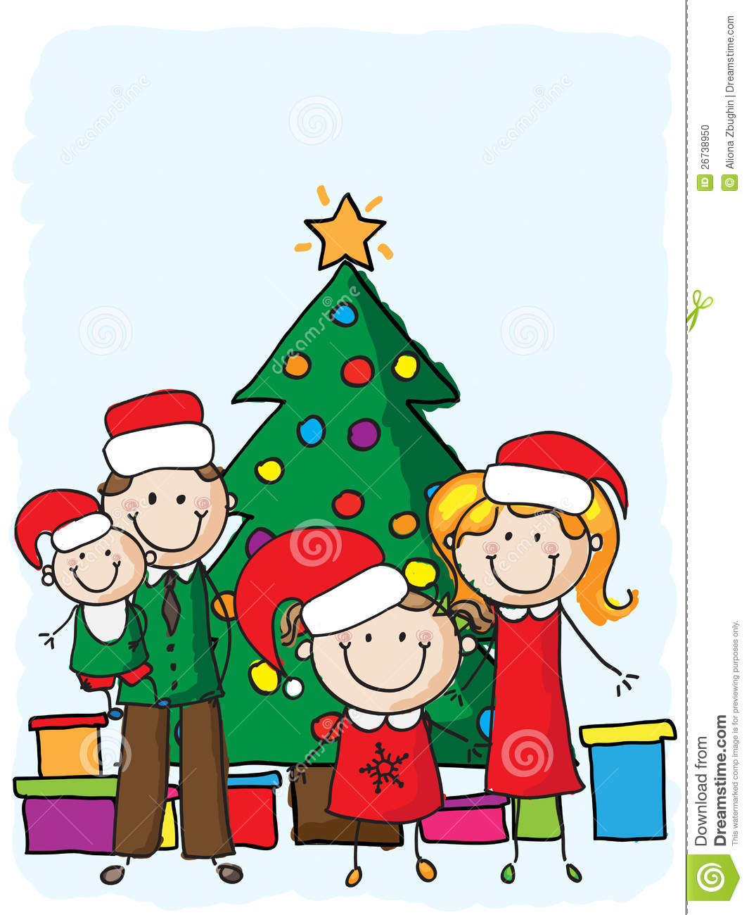 Family Near The Christmas Tree Stock Photo   Image  26738950