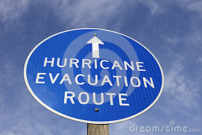 Hurricane Evacuation Route Sign Stock Images   Image  28579794