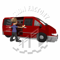 Husband Slamming Minivan Door Animated Clipart