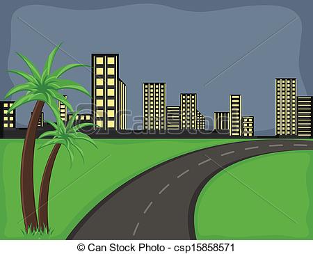 Illustration Of City Road Vector Background   Drawing Art Of Road