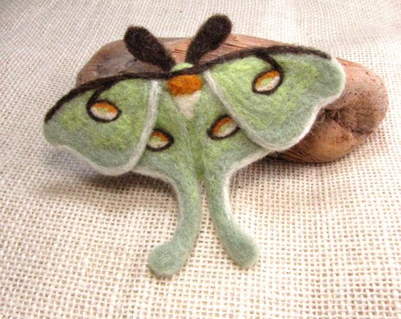 Items Similar To Pre Order  Luna Moth Hand Felted Art Pin Clip    