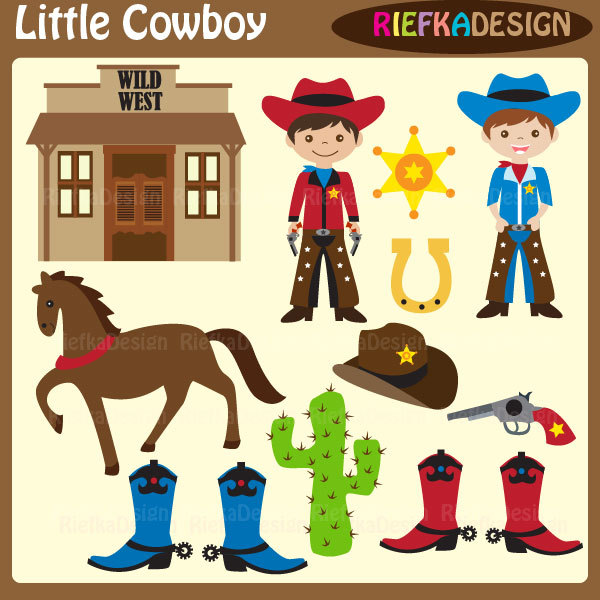 Little Cowboy Clipart Set By Riefka On Etsy