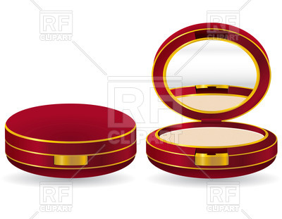 Round Powder Case With Mirror   Open And Closed Download Royalty Free