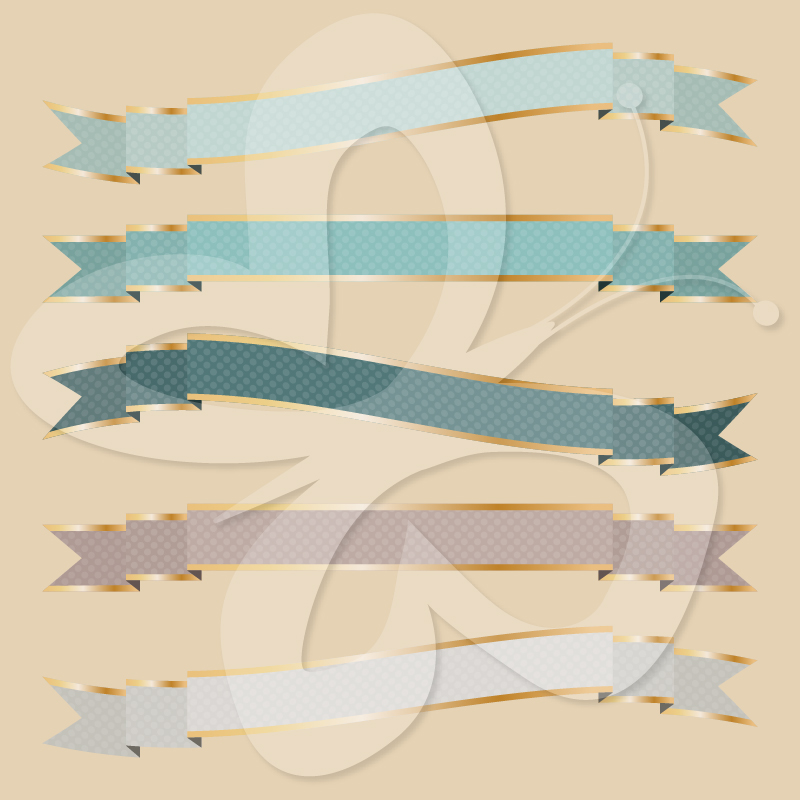 Teal And Beige Ribbon Set   Creative Clipart Collection