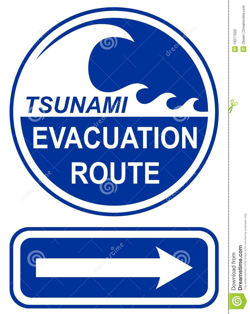 Tsunami Evacuation Route Sign Stock Photos   Image  19277593