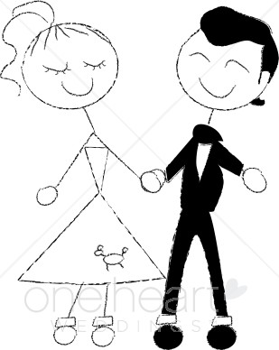 1950s Couple Clipart   Cartoon Wedding Clipart