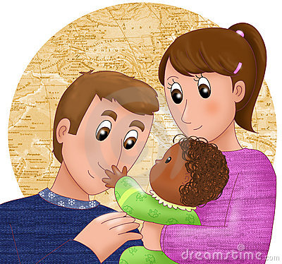 Black Skinned Boy  Digital Illustration About International Adoption