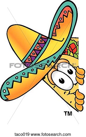 Clip Art Of Taco Peaking Sideways Taco019   Search Clipart    