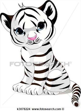 Clipart   Cute White Tiger Cub  Fotosearch   Search Clip Art