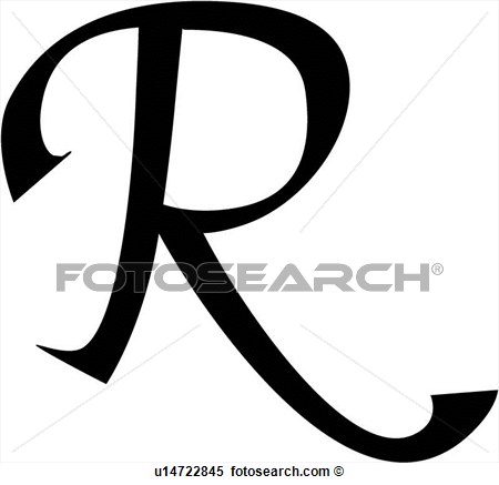 Clipart Of  Alphabet Block Calligraphy Capital Chisel Letter R