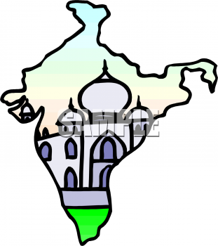 Clipart Picture Of The Taj Mahal Inside A Map Of India