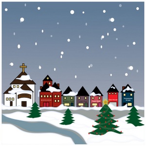 Free Winter Clip Art Image   Small Town Or Village In The Winter With
