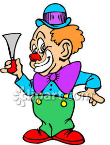 Funny Clown With A Horn   Royalty Free Clipart Picture
