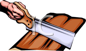 Hand Cutting Wood With A Saw   Royalty Free Clipart Picture