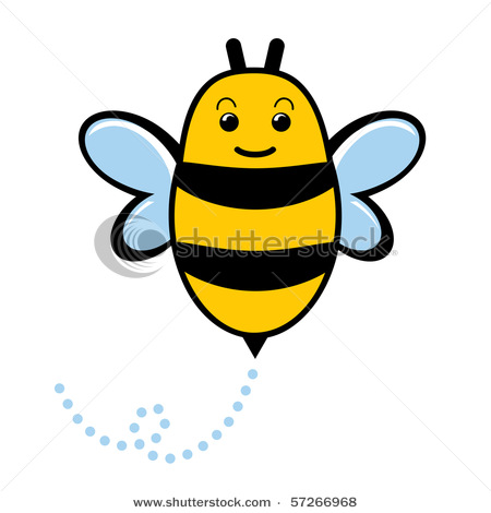 Picture Of A Cute Cartoon Bee Buzzing In A Vector Clip Art