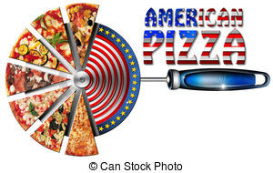 American Pizza On Cutter For Pizza   Pizza Slices On The   
