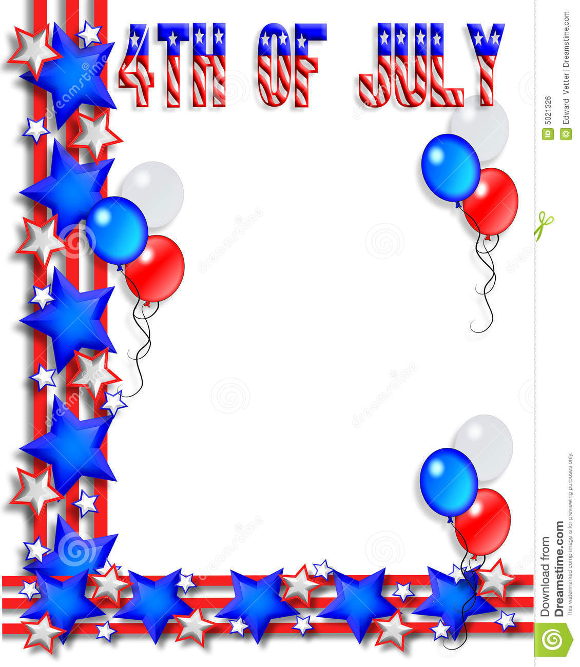 And Balloons Design For Independence Day July 4th With Copy Space