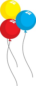 Art Image   Clip Art Illustration Of 3 Colored Balloons On A String