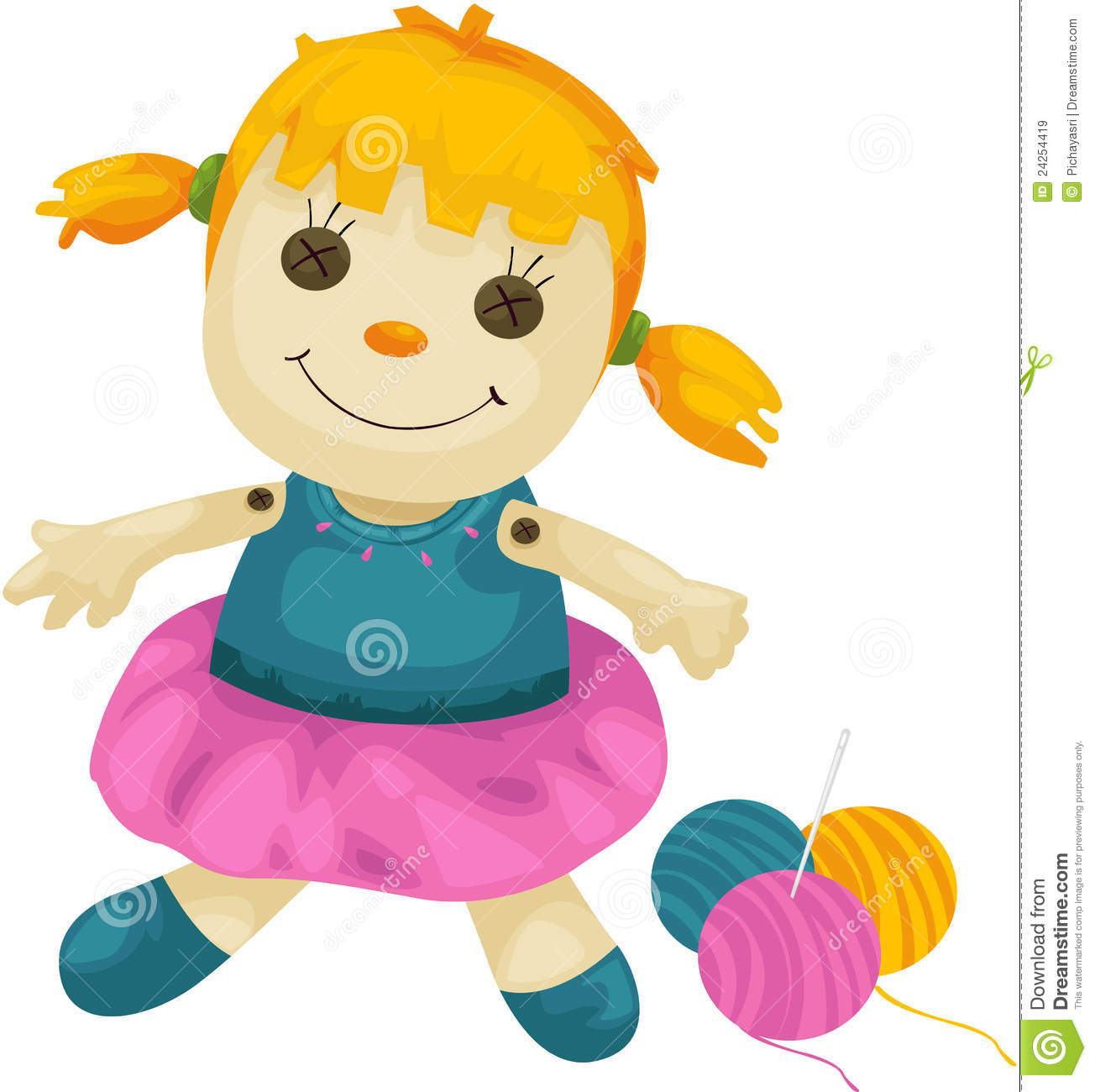 Baby Doll Clipart Fabric Doll With Yarns