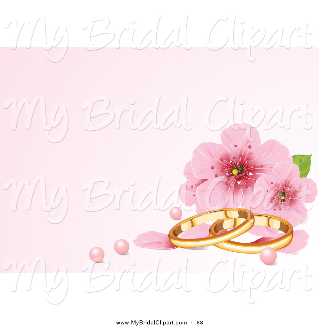 Bridal Clipart Of A Pastel Pink Background With Cherry Blossoms