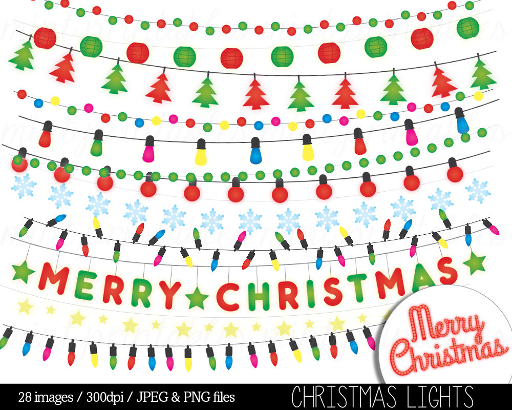 Christmas Lights Clipart String Lights Fairy Lights Clip Art Colored