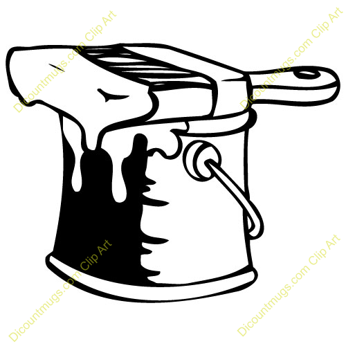 Clipart 14974 Paintbrushbucket   Paintbrushbucket Mugs T Shirts