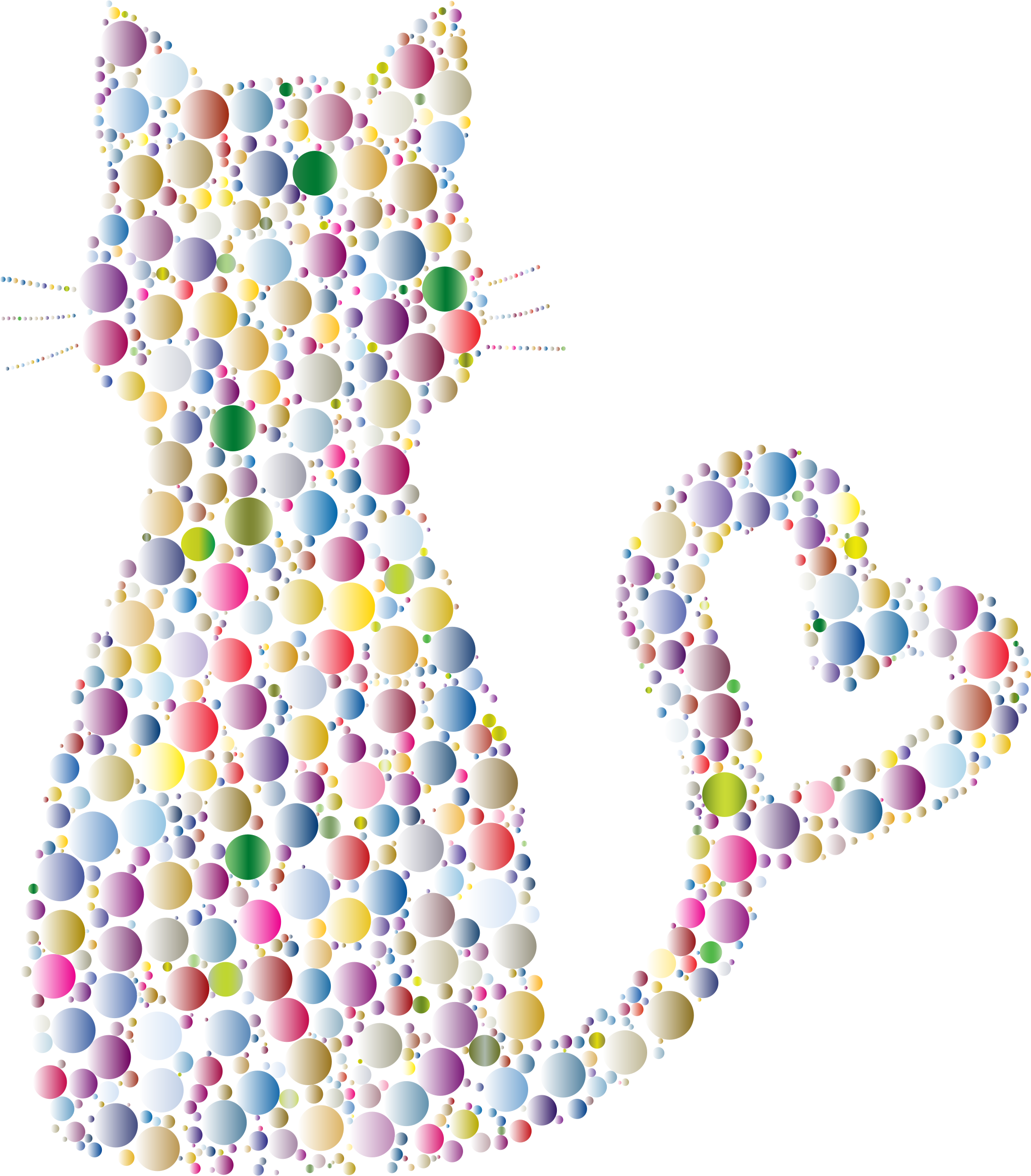 Clipart   Colorful Cat Heart Tail Circles 5