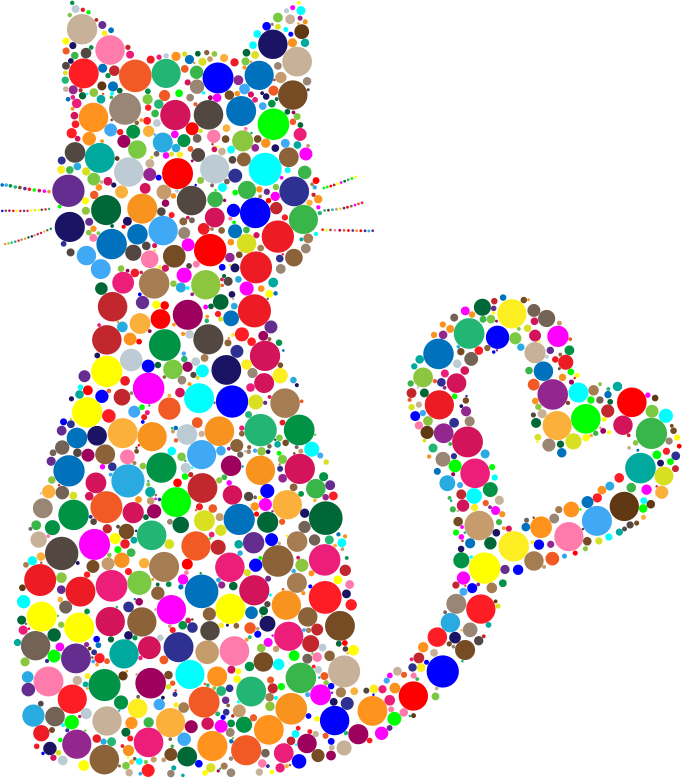 Clipart   Colorful Cat Heart Tail Circles