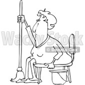 Clipart Of A Black And White Tired Or Lazy Sitting Senior Woman With A