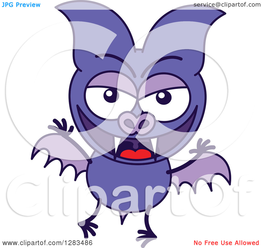 Clipart Of A Naughty Purple Vampire Bat   Royalty Free Vector