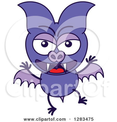 Clipart Of An Angry Purple Vampire Bat   Royalty Free Vector