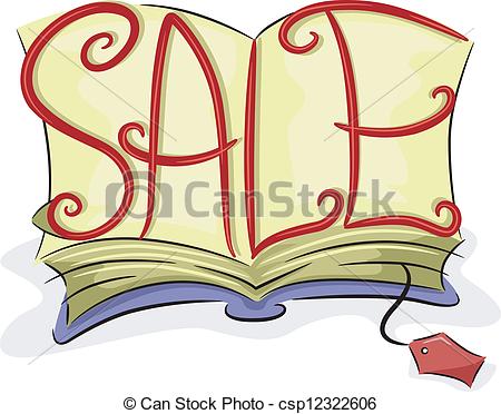 Clipart Of Book Sale   Illustration Of An Open Book With The Word Sale