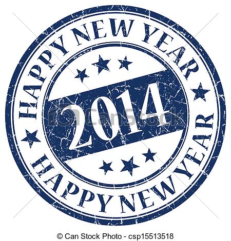 Clipart Of Happy New Year 2014 Blue Stamp Csp15513518   Search Clip    