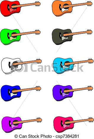 Colored Six String Acoustic Guitars Csp7384281   Search Clipart    