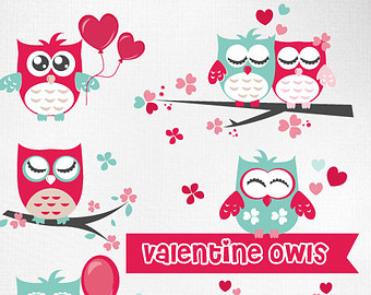 Cute Valentines Day Owl Clipart Valentine Owls Cute Digital