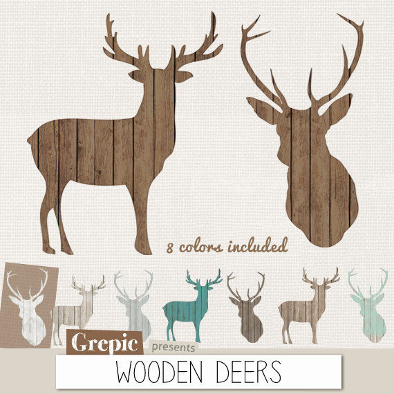 Deer Clip Art  Wooden Deers High Resolution Deers In 8 Different