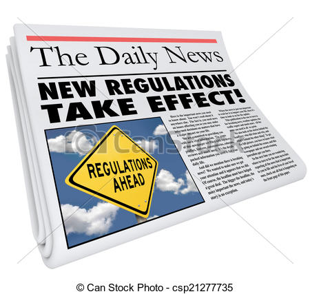 Drawings Of New Regulations Take Effect Newspaper Headline Information