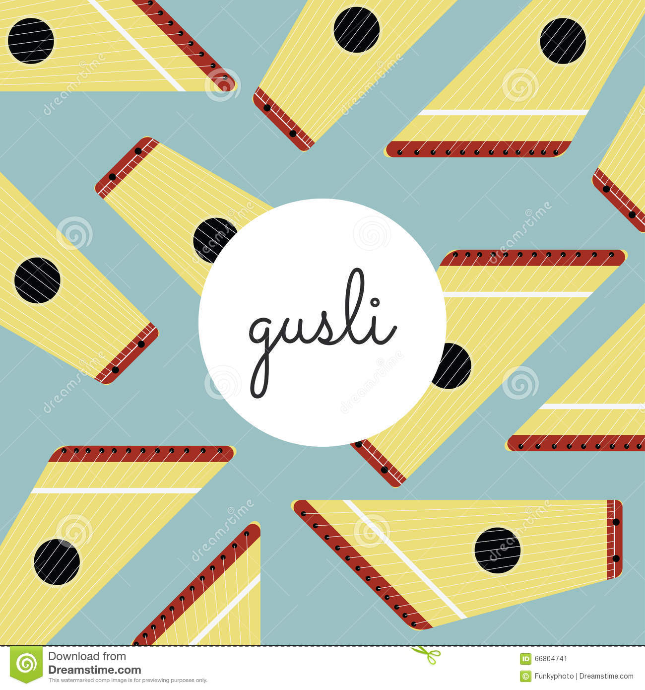 Folk String Instrument Gusli On A Colored Background Stock Vector    