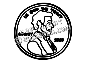 Penny Clipart Black And White Clip Art  Basic Words  Cent