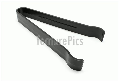 Picture Of Black Plastic Tongs Photographed On A White Background