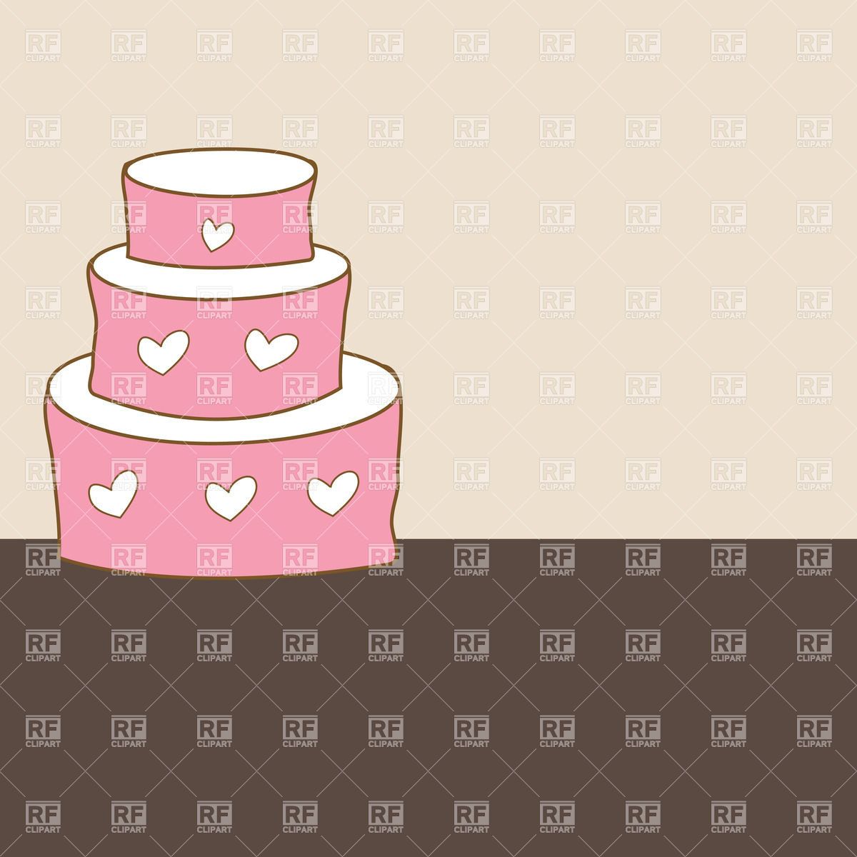     Pink Wedding Cake With Hearts Download Royalty Free Vector Clipart