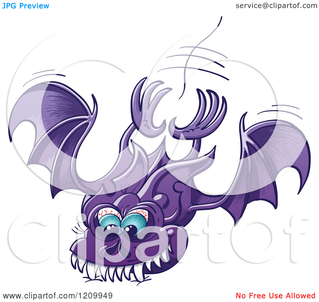 Purple Vampire Bat Attacking   Royalty Free Vector Clipart By Zooco