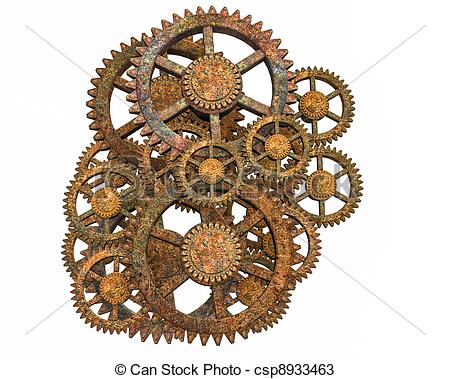Rouill  Steampunk Engrenages Isol  Blanc Fond Clipart Coupure