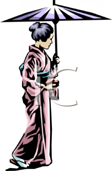 Royalty Free Clip Art Image  Japanese Woman Holding An Umbrella