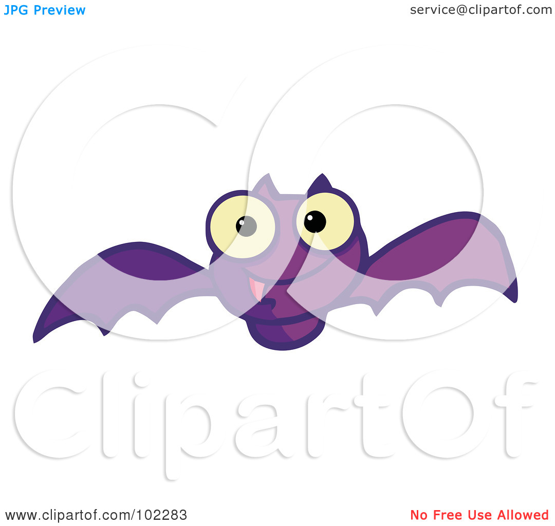 Royalty Free  Rf  Clipart Illustration Of A Flying Purple Vampire Bat