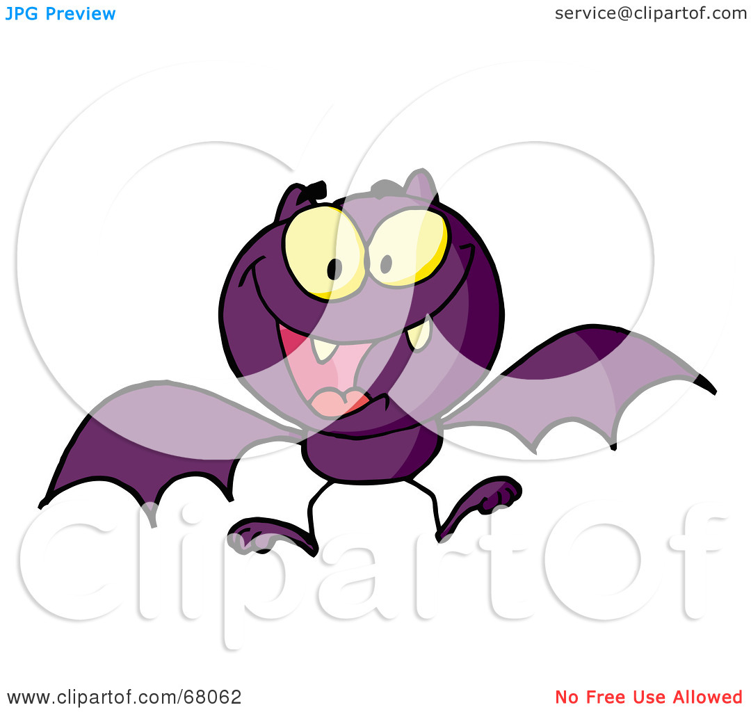 Royalty Free  Rf  Clipart Illustration Of A Hyper Purple Vampire Bat